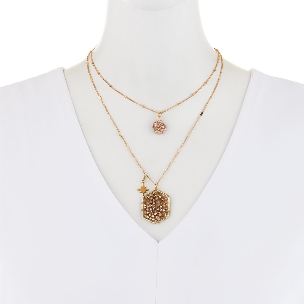 PANACEA Crystal Druzy 2-Row Necklace - Picture 2 of 2